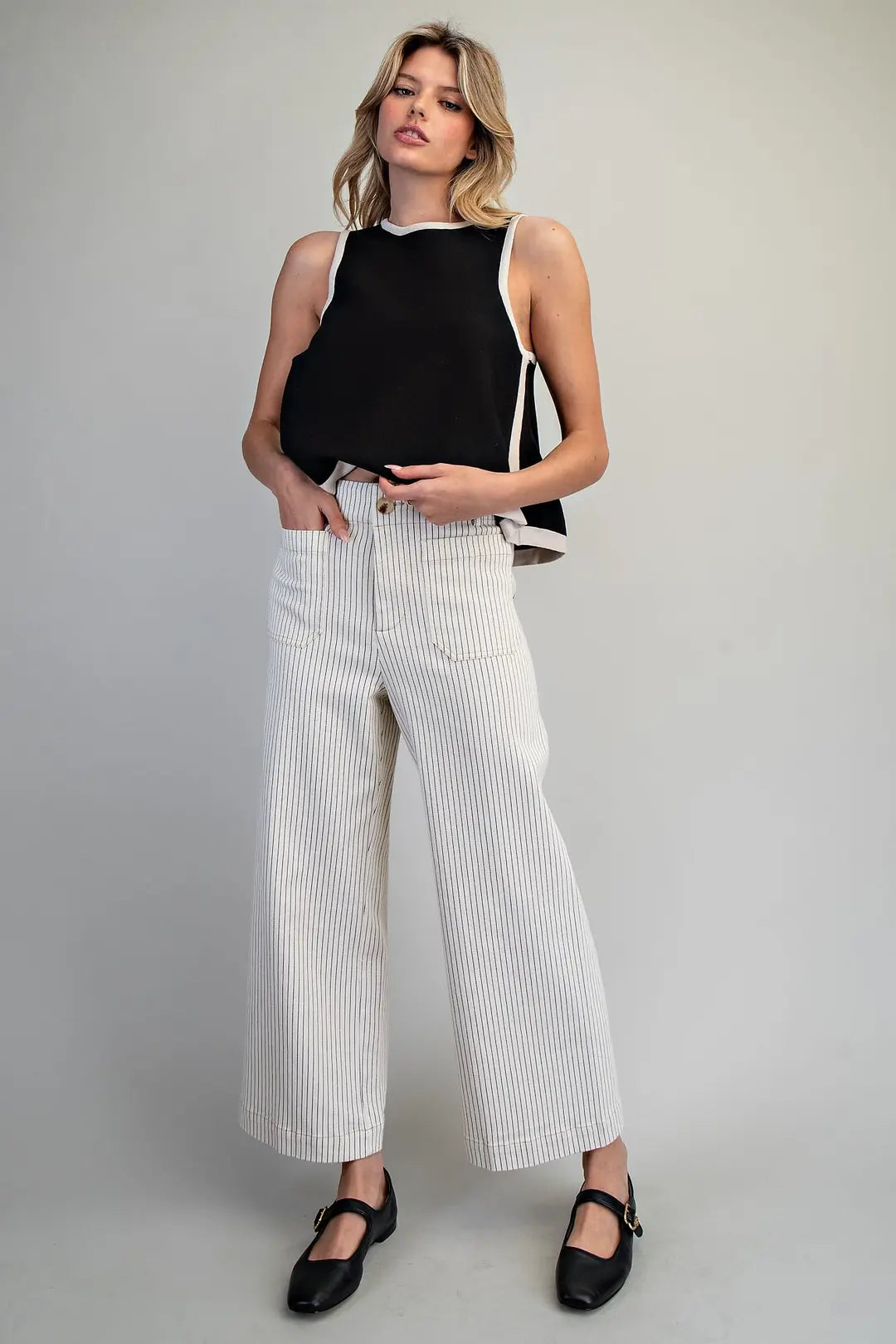 Pinstripe Straight Leg Jeans