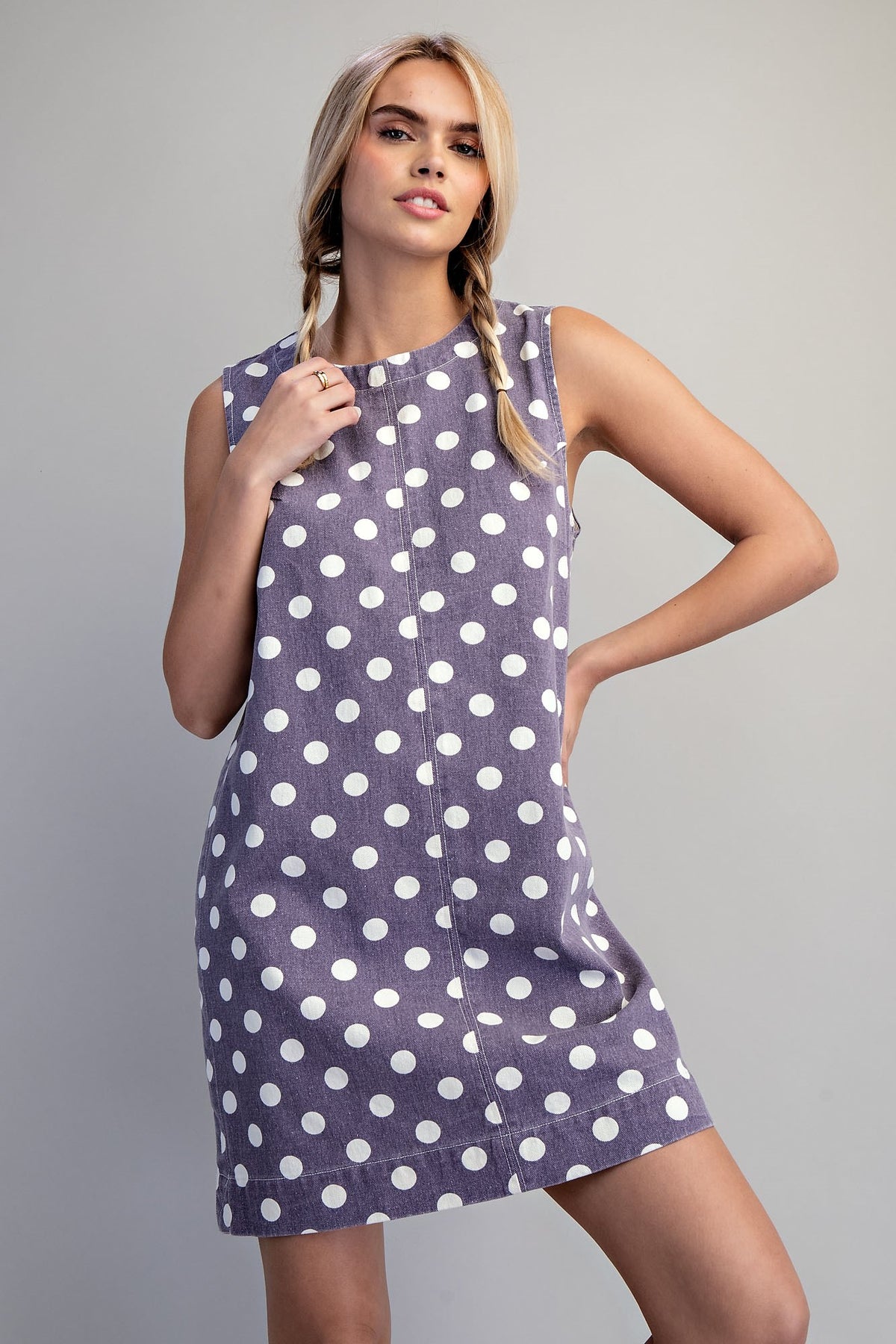 Polka Dot Mini Dress - Purple