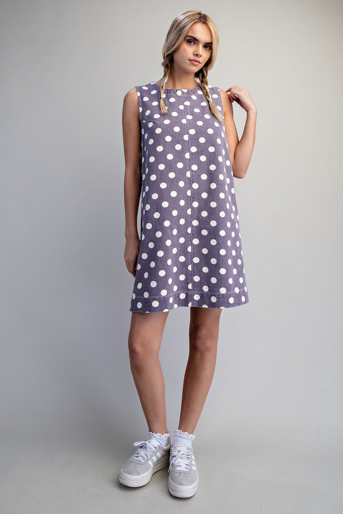 Polka Dot Mini Dress - Purple