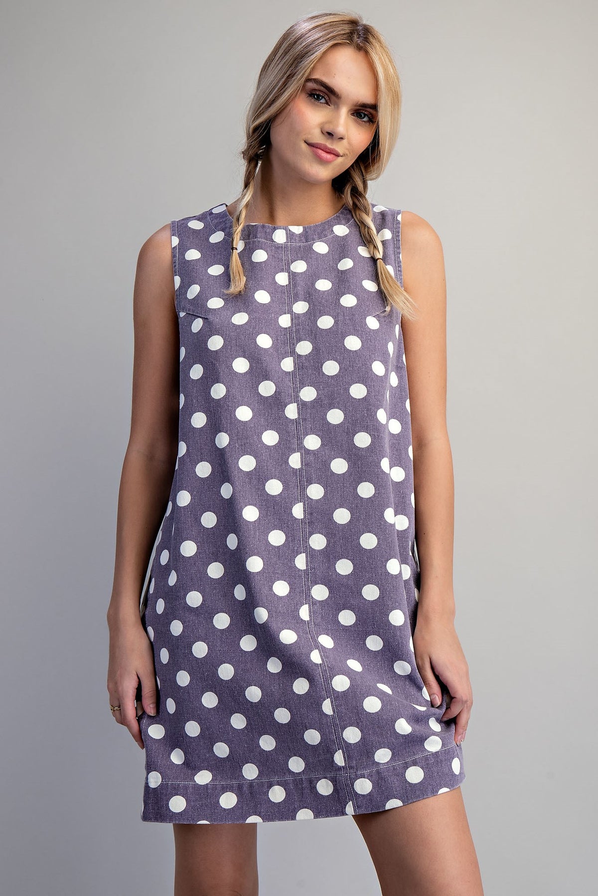 Polka Dot Mini Dress - Purple