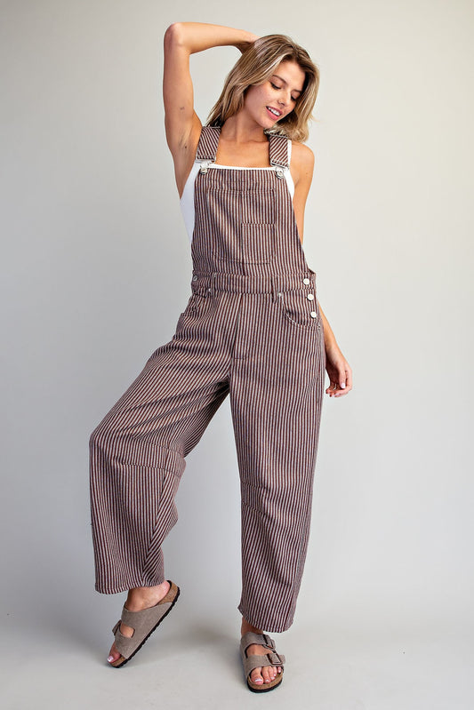 Mocha Washed Stripped Jumpsuit