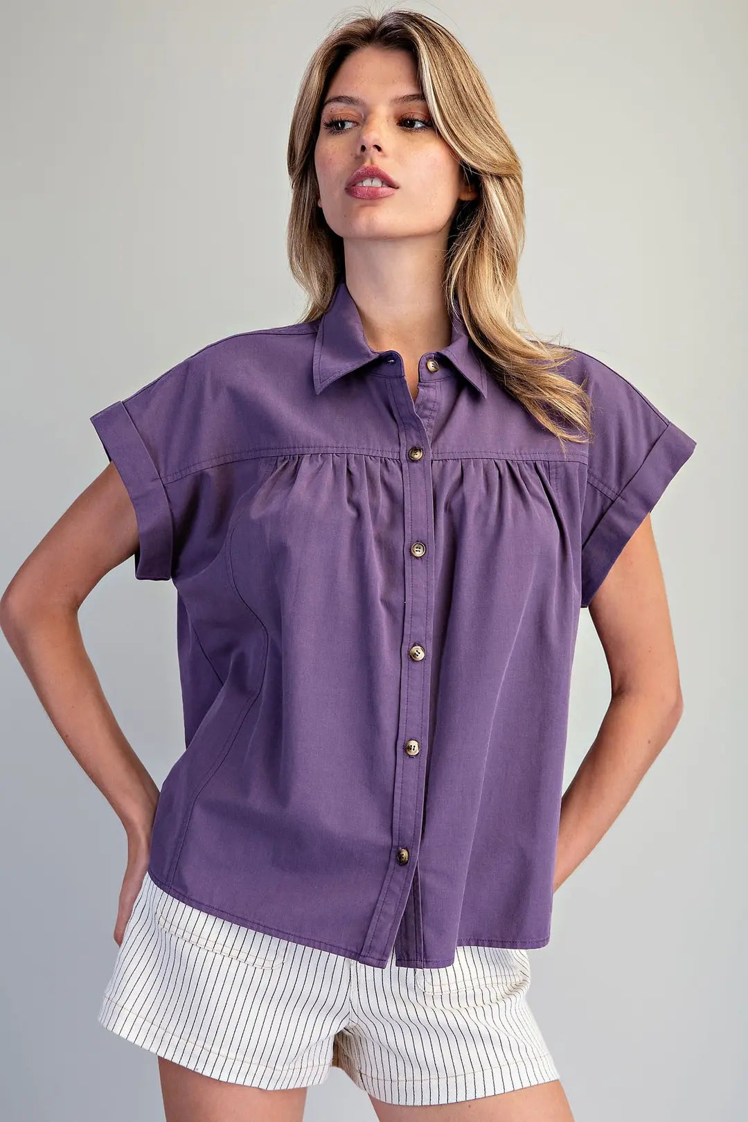 Purple Button Down Blouse