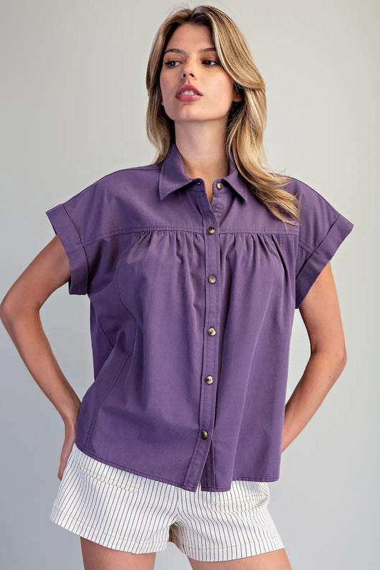 Purple Button Down Blouse