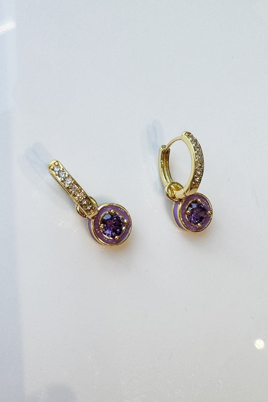 Purple enamel earring