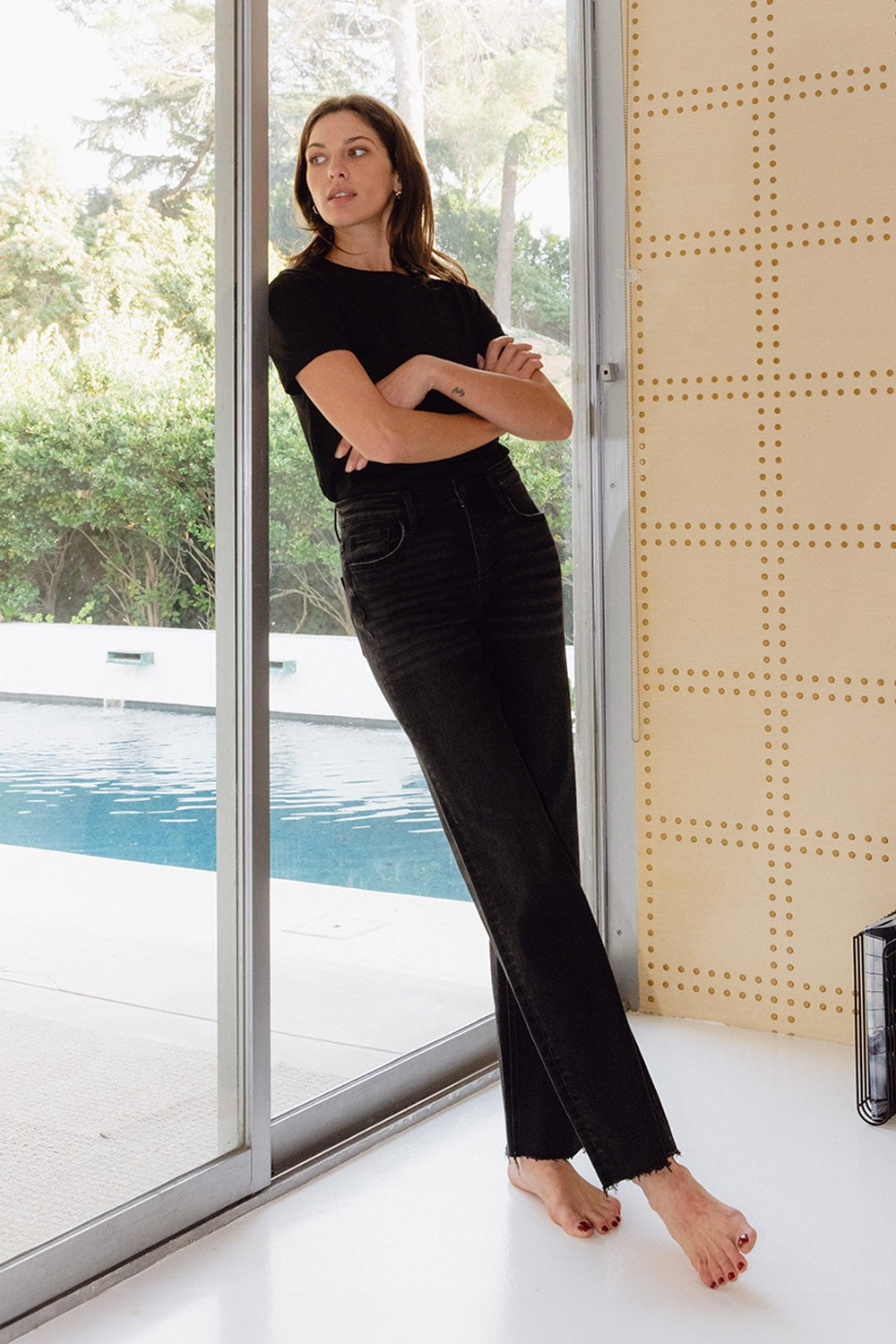 Flying Monkey High Rise Black Slim Wide Jeans