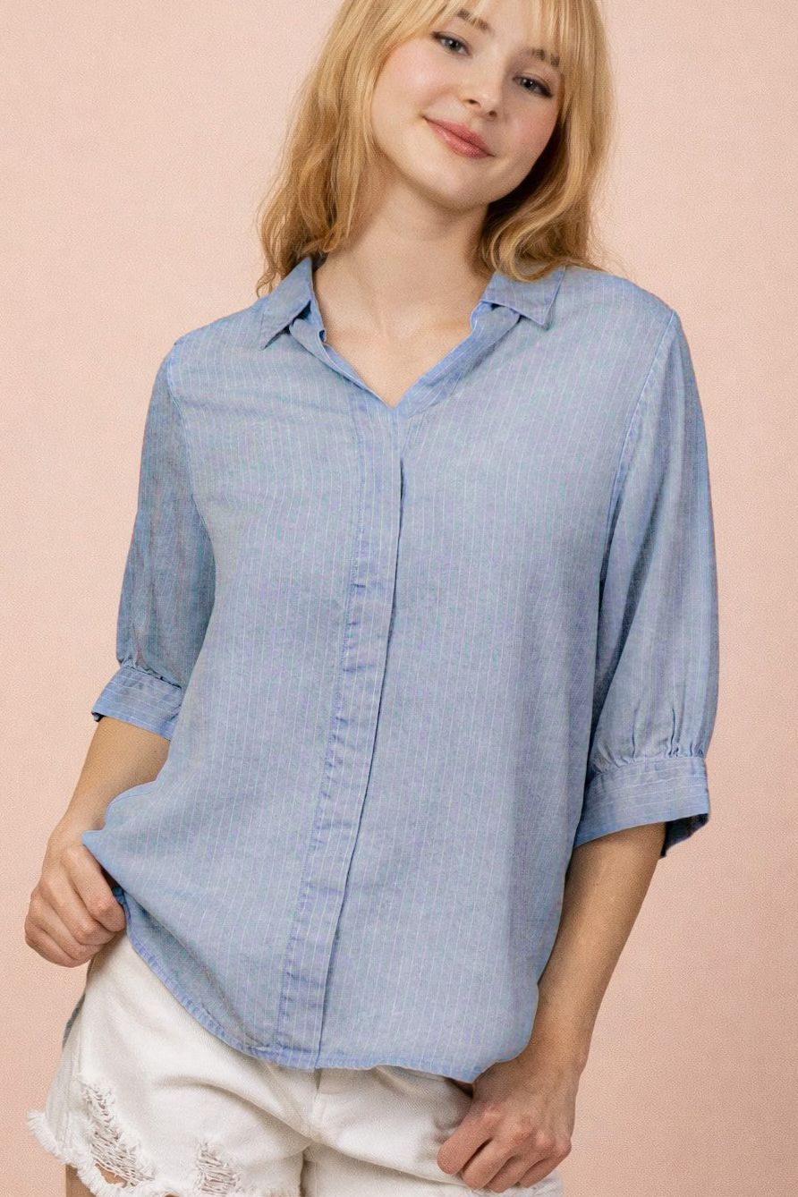 Denim Button Down Lightweight Shirt