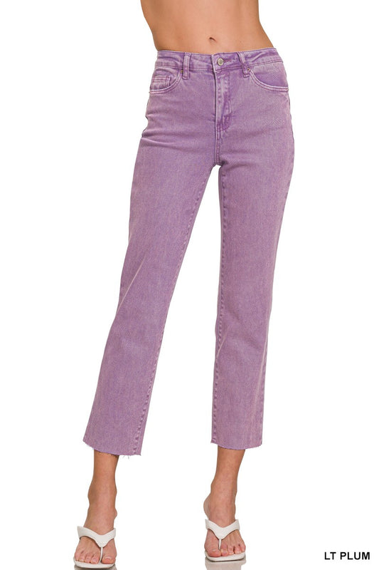 Lavender Cropped Straight Jeans