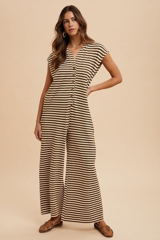 Knit Striped Wide Leg Jumpsuit