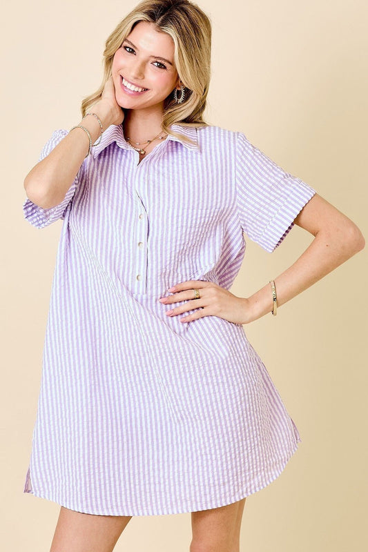 Striped Lavender Casual Dress