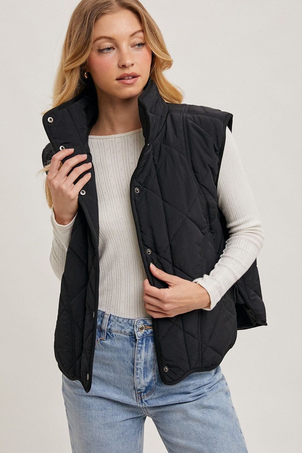 Button Down Quilted Puffer Vest