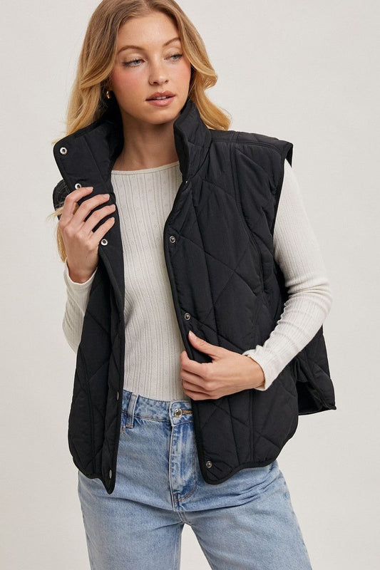 Button Down Quilted Puffer Vest