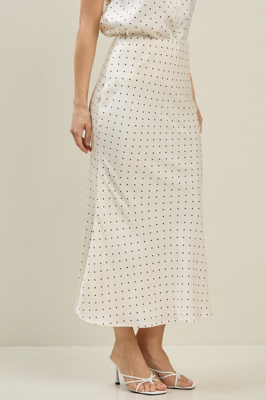 Satin Polka Dot Maxi Skirt