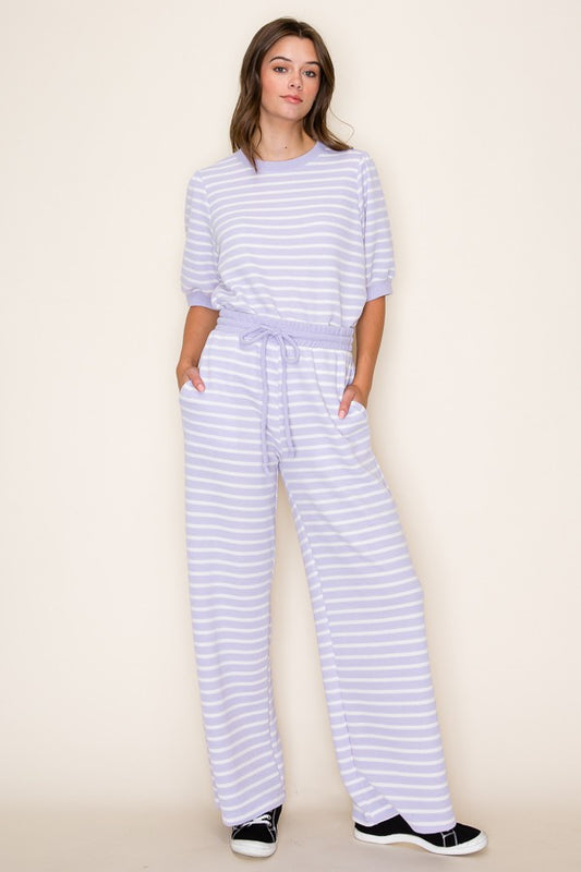 Lavender Striped Straight Leg Pants