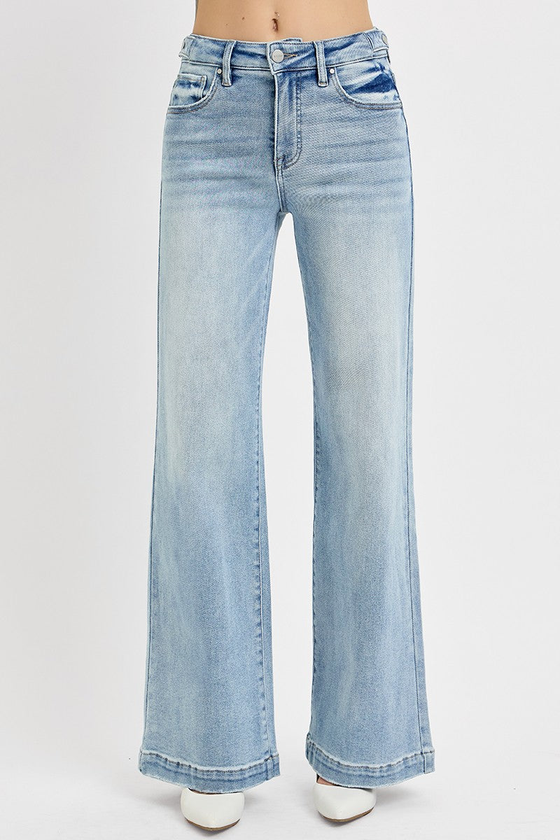 TUMMY CONTROL HIGH RISE WIDE LEG JEANS - Risen