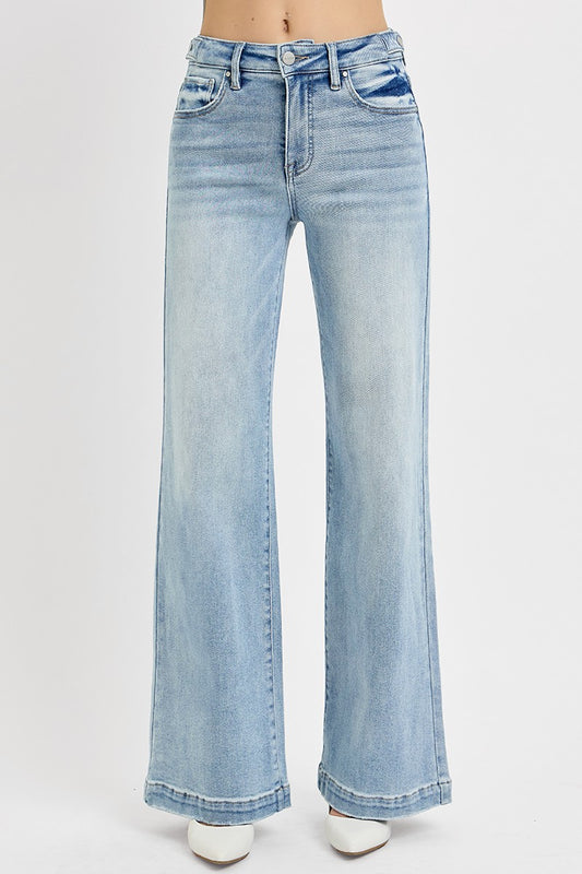 TUMMY CONTROL HIGH RISE WIDE LEG JEANS - Risen