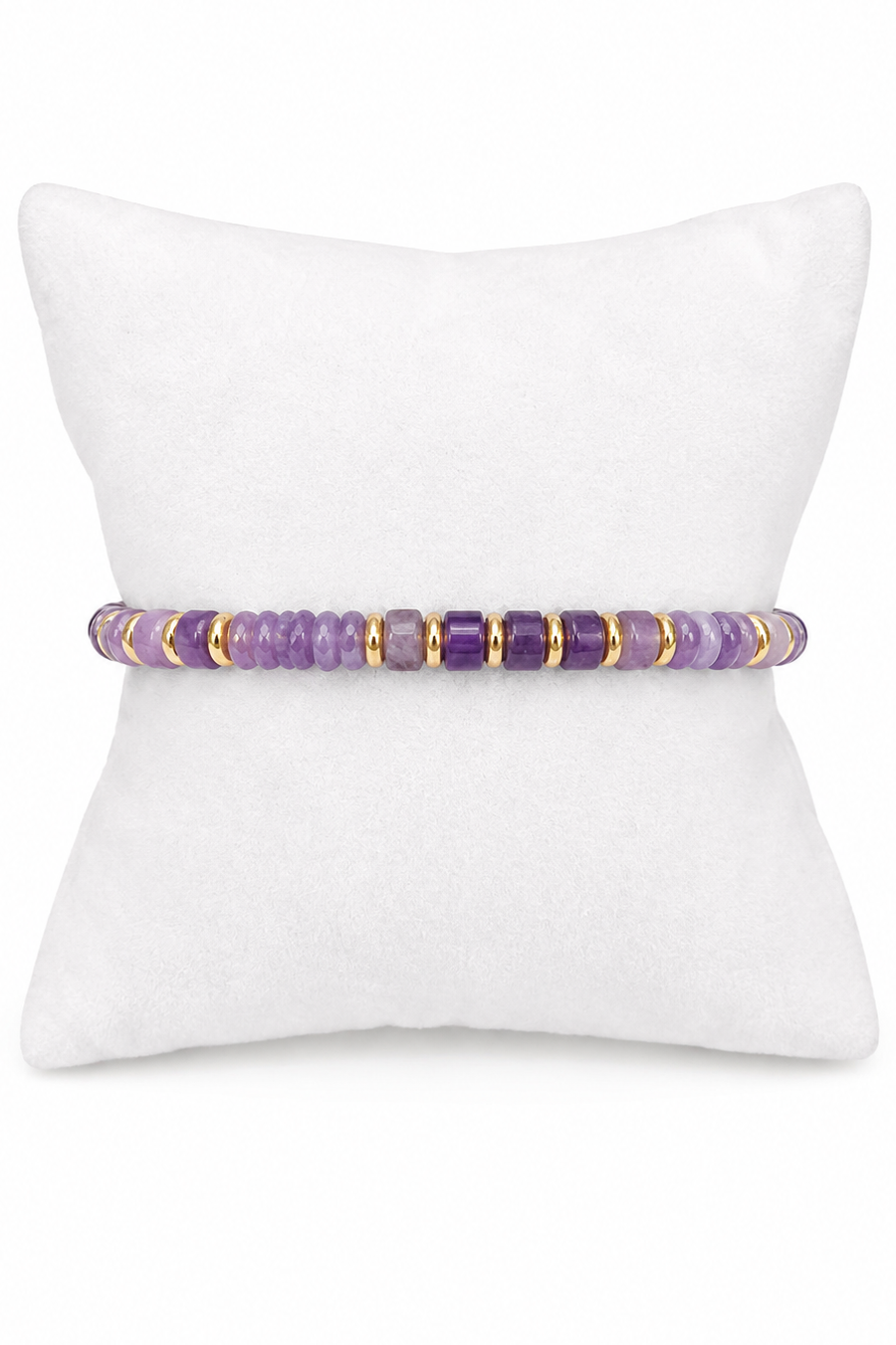 Purple and gold beaded bracelet