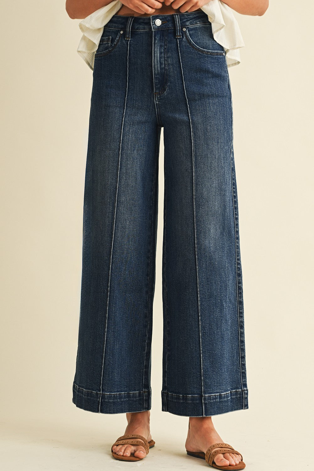 Stretch High Rise Wide Leg Jeans