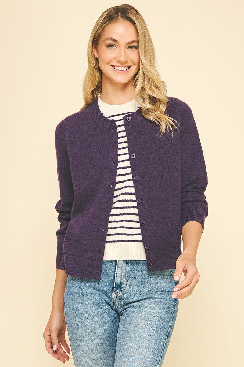 Striped Knit Sweater Cardigan Combo