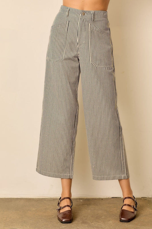 Pinstripe Front Pocket Pants Navy