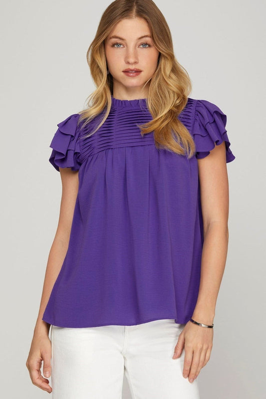 Purple Woven Textured Top