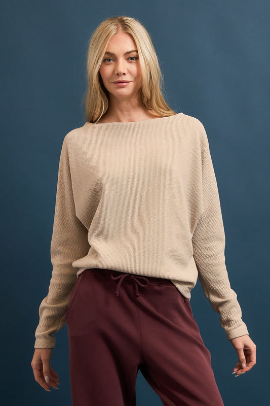 Boat Neck Long Sleeve Top