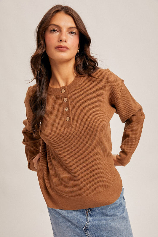 Waffle Knitted Brown Top