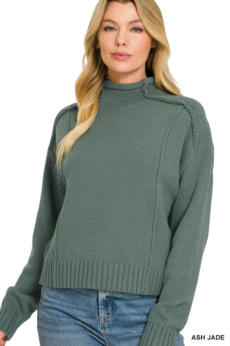 Mock Neck Jade Long Sleeve Sweater
