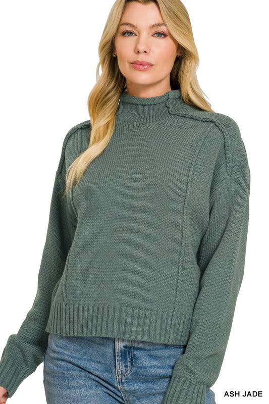 Mock Neck Jade Long Sleeve Sweater
