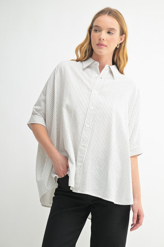 Black & White 3/4 Striped Shirt