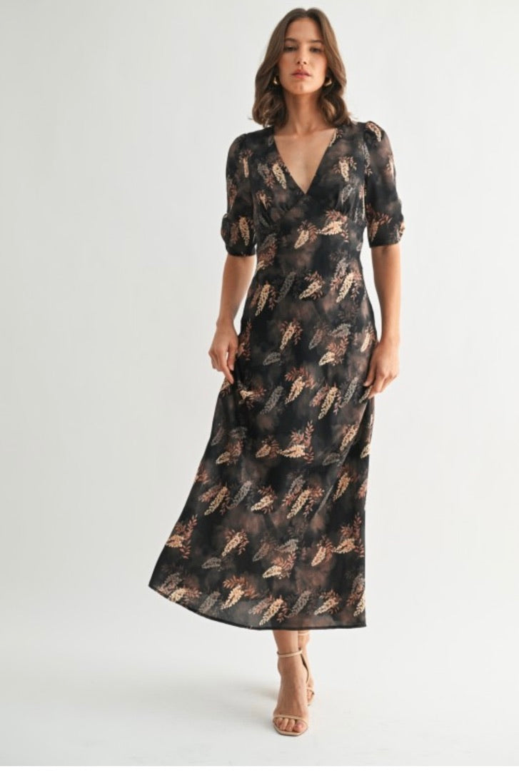 Printed Black Maxi Dress