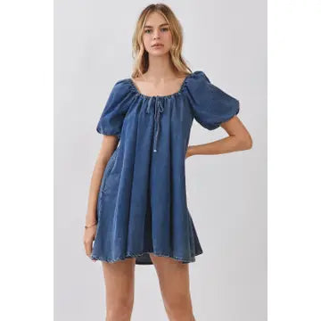 Mini Denim Puff Sleeve Dress