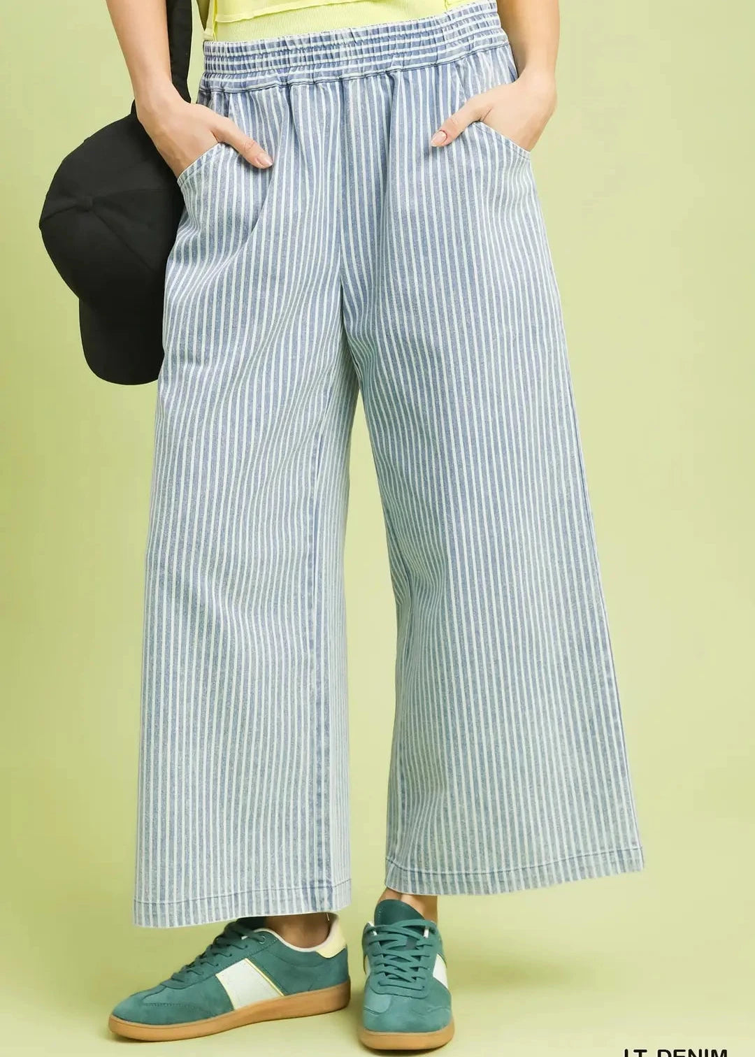 Denim Striped Wide Leg Pants