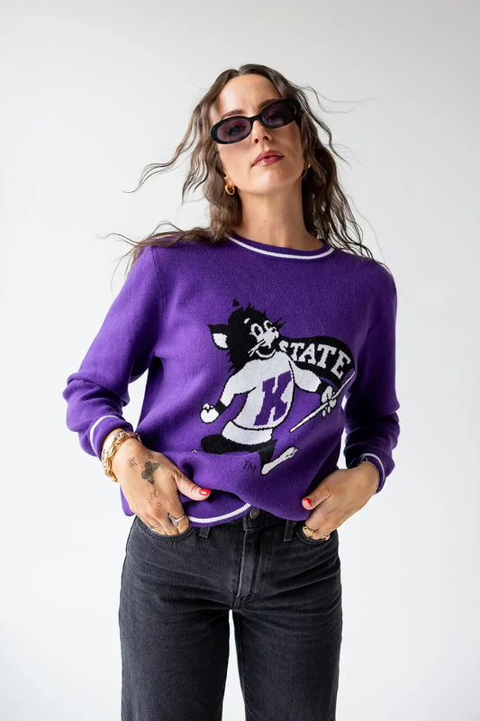 K-State Wicks Woven Detail Sweater