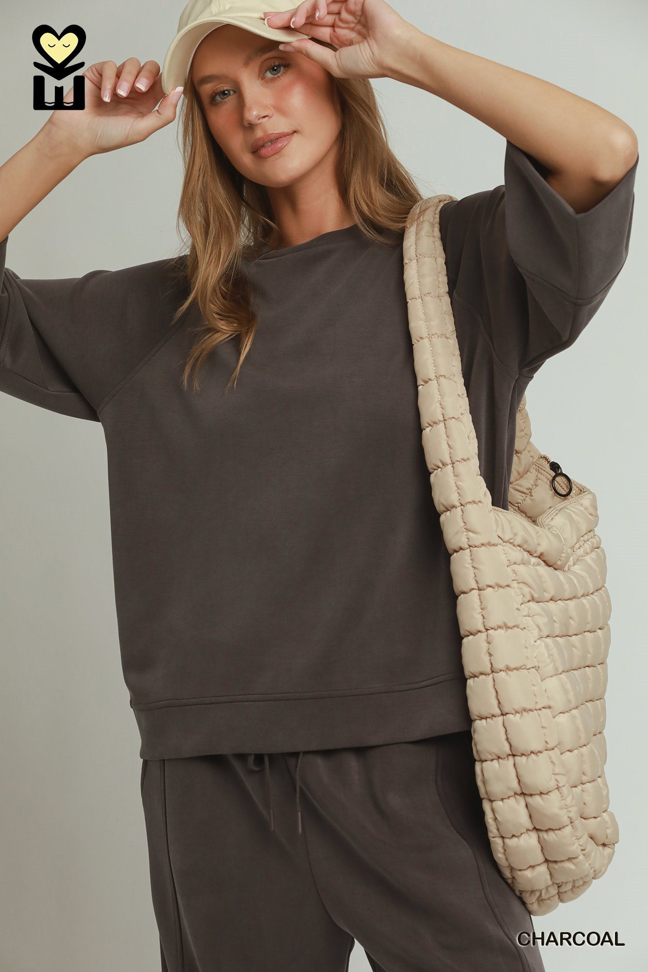 Charcoal Short Sleeve Comfy Top