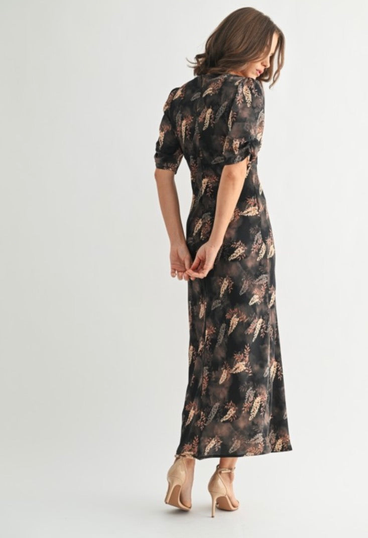 Printed Black Maxi Dress