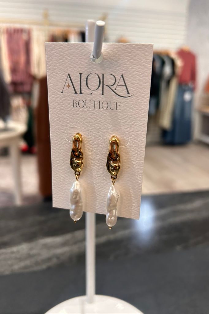 Gold Pearl Drop Earrings