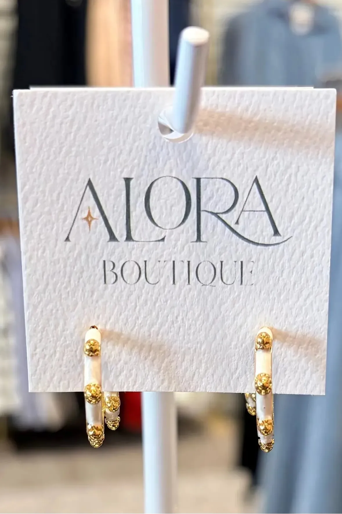 Gold and White Enamel Hoops
