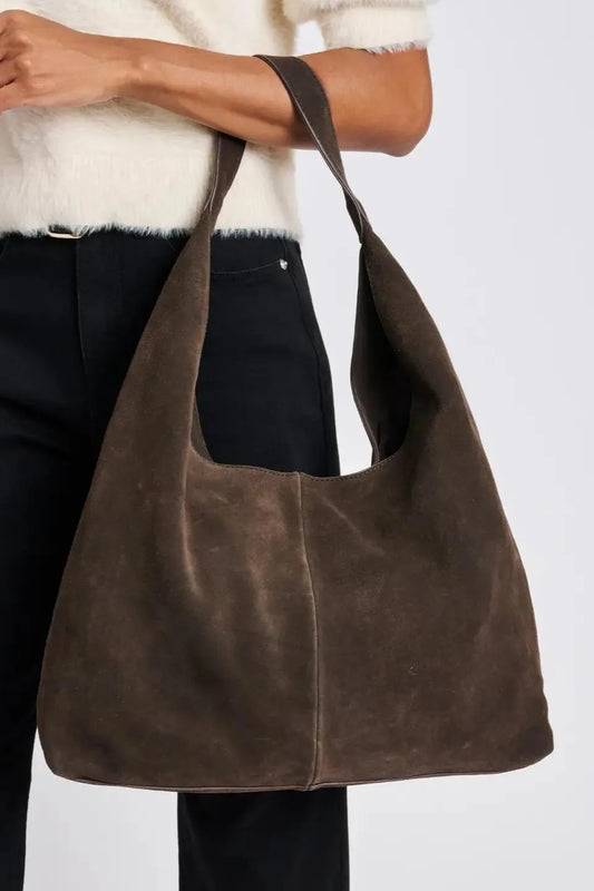 Amber Genuine Suede Leather Hobo