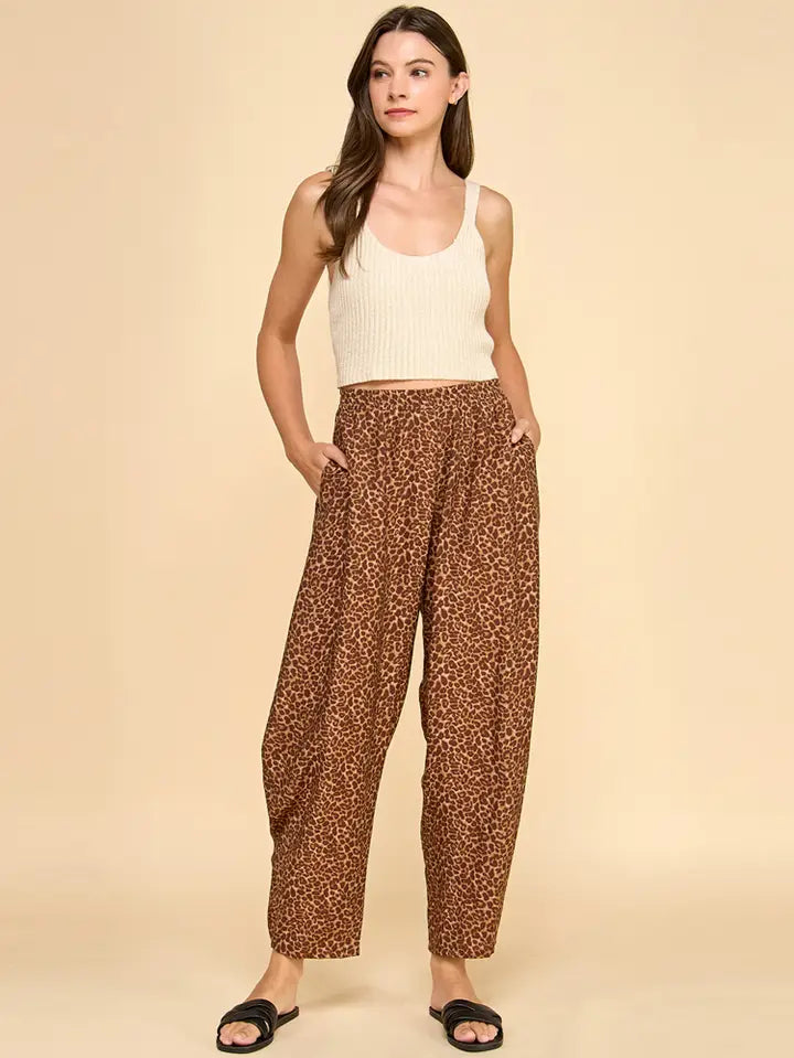 Animal Printed Barrel Pants