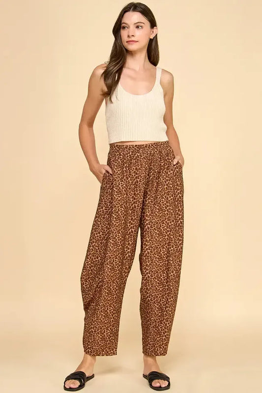 Animal Printed Barrel Pants