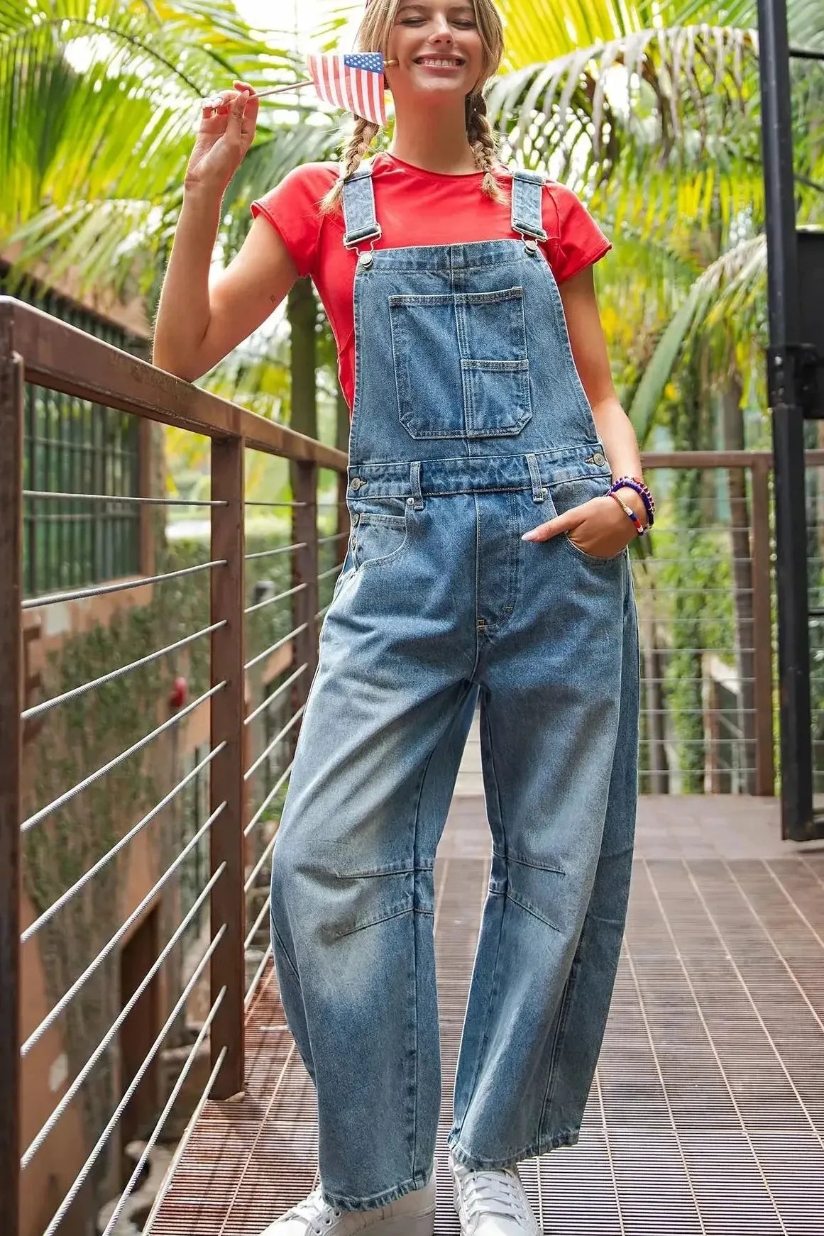 Denim Barrel Washed Overalls