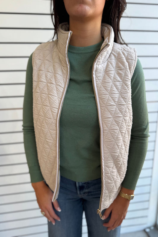 Oat Quilted Knit Vest