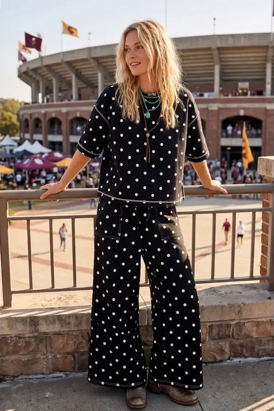 Scuba Polka Dot Short Sleeve Top