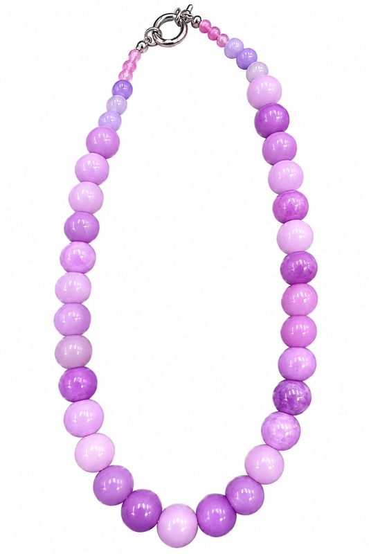 Lilac and Gold Beaded Necklace