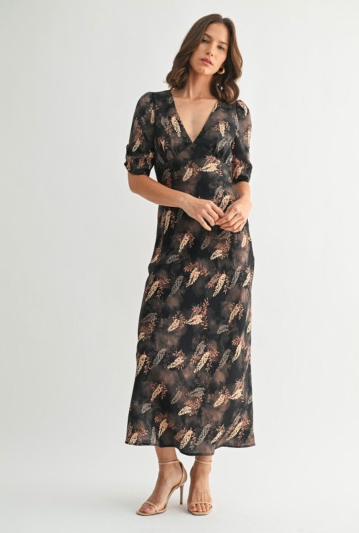 Printed Black Maxi Dress