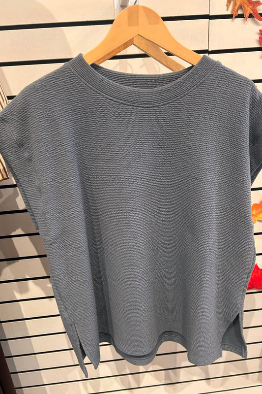 Dusty Blue Cloud Knit top