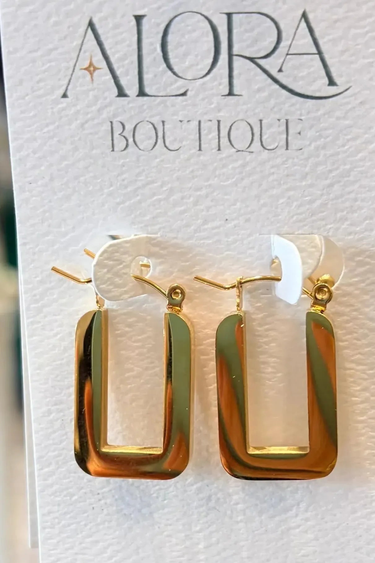 Gold Square Drop Earring
