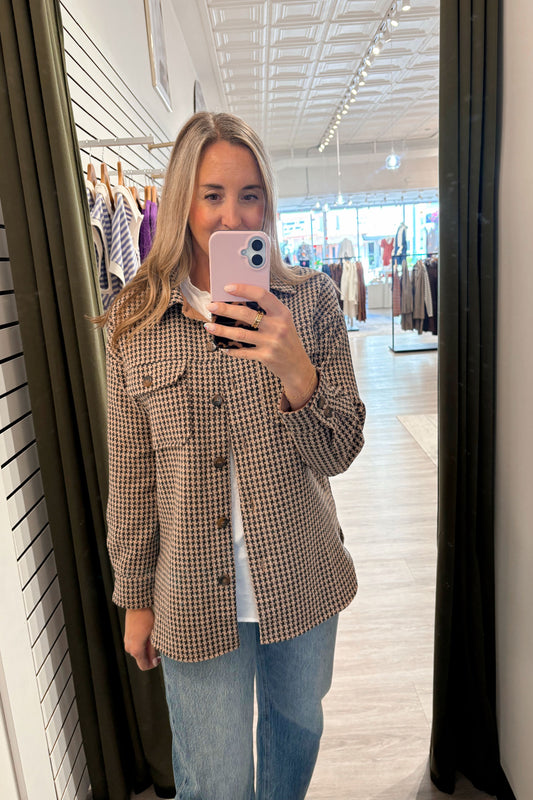 Classic Brown Houndstooth Schacket