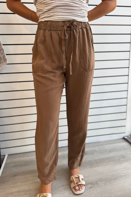 Brown Tencel Jogger Pants