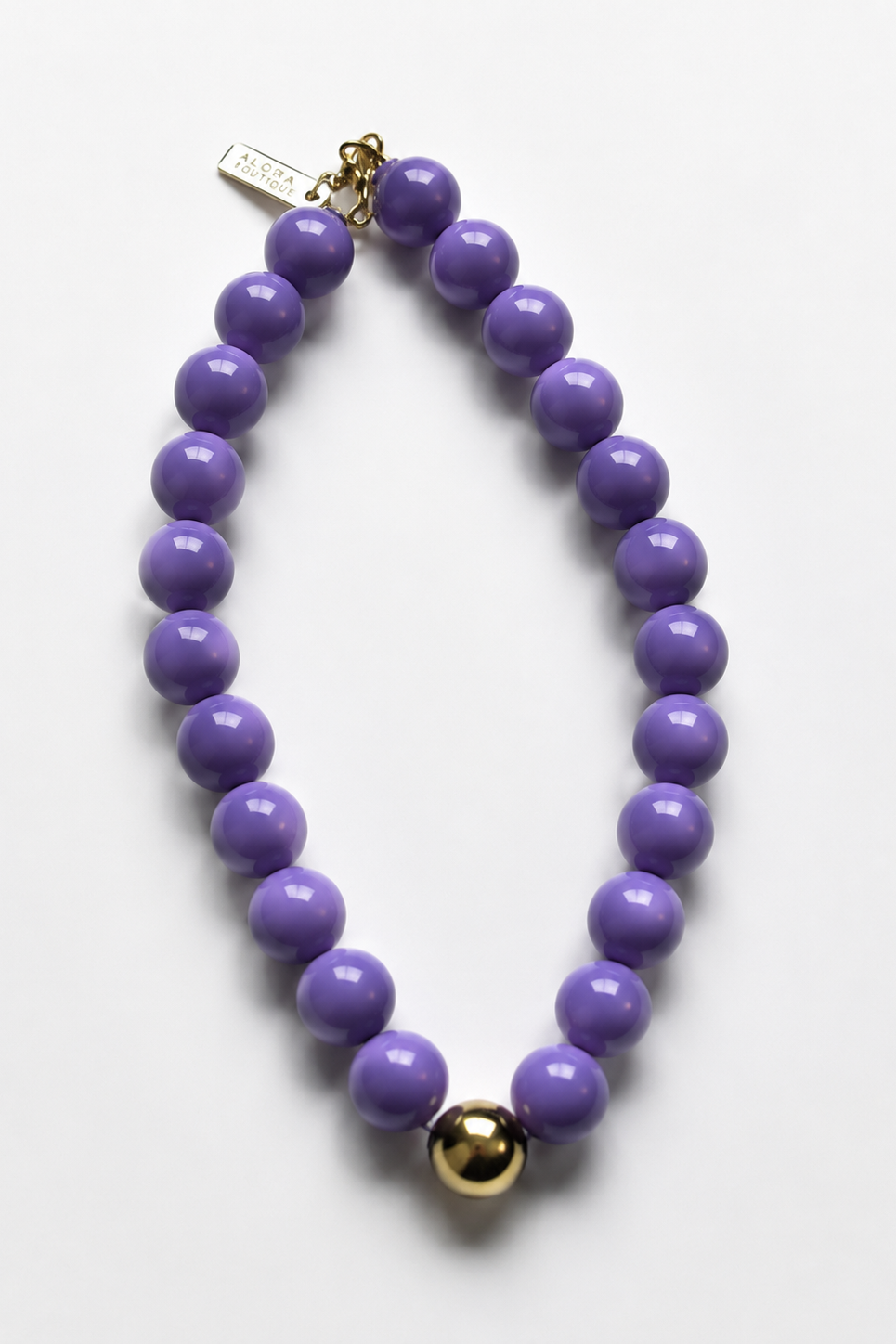 Big Lilac and Gold Beaded Necklace